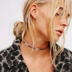 Free People Jewelry 18K White Gold Plated Neck Minimalist Chevron Choker